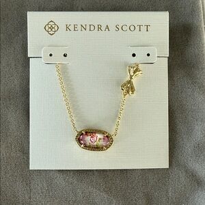 Kendra Scott Gold Necklace with Pink Floral love shack fancy